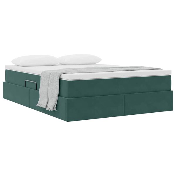 vidaXL Lit avec rangement et matelas Vert foncé 140 x 190 cm Velours