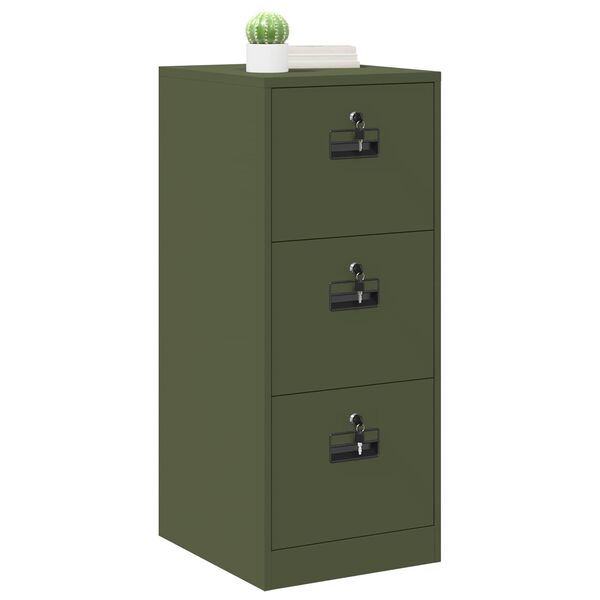 vidaXL Cabinet de Dossier avec tiroir Vert olive 44 x 50 x 106.5 cm