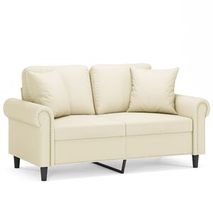 vidaXL Canap&eacute; 2 places avec oreillers cr&egrave;me 120 cm similicuir