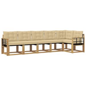 vidaXL Ensemble de canap&eacute;s d'ext&eacute;rieur 6 pc Blanc et Beige