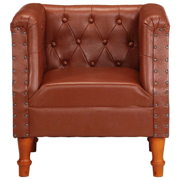 vidaXL Fauteuil marron cuir v&eacute;ritable