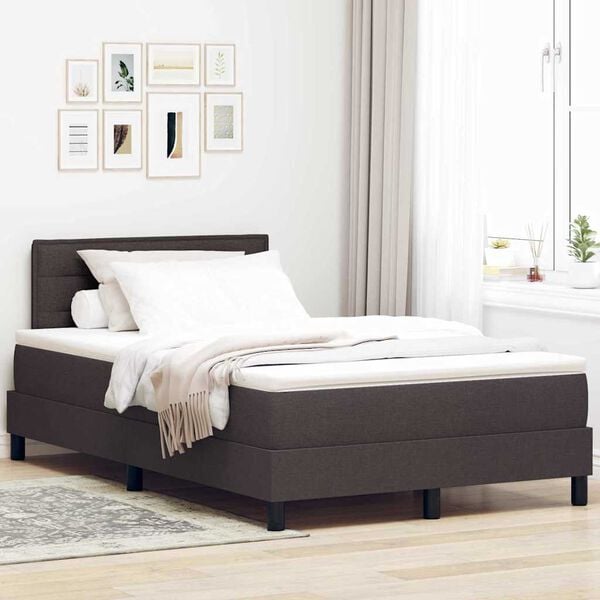 vidaXL Lit &agrave; ressorts avec matelas Marron fonc&eacute; 120 x 190 cm tissu