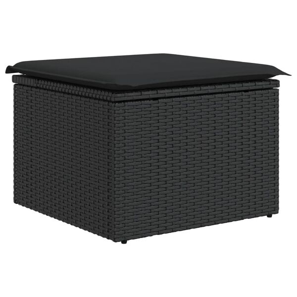 vidaXL Tabouret de jardin avec coussin Noir 55x55x37 cm Résine tressée