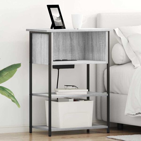 vidaXL Cabinet de chevet Gris Sonoma 55 x 31 x 76 cm Bois d'ing&eacute;nierie