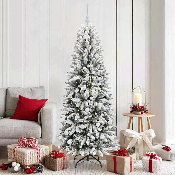 vidaXL Sapin de No&euml;l artificiel avec 300 LED avec support Blanc 180 cm