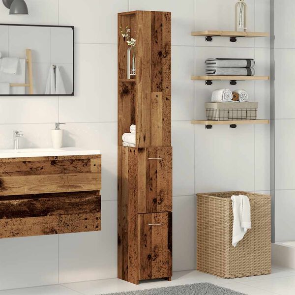 vidaXL Armoire de salle de bain vieux bois 25x25x170cm bois ing&eacute;nierie