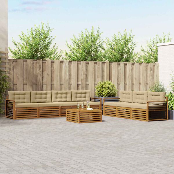 vidaXL Ensemble de canap&eacute;s d'ext&eacute;rieur 8 pcs Naturel et Beige