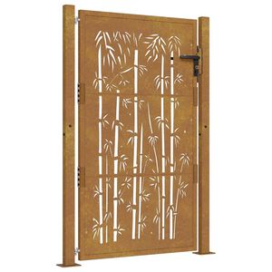 vidaXL Portail de jardin 100x150 cm en acier Corten et bambou