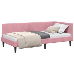 vidaXL Cadre de lit d'angle Rose 80 cm x 200 cm Velours