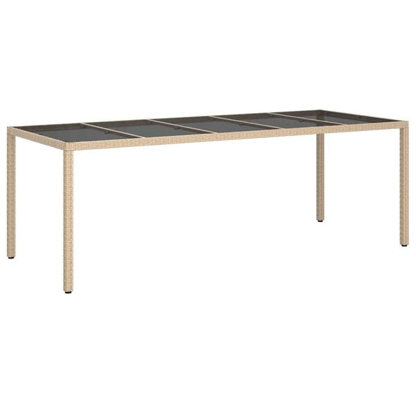 vidaXL Table de jardin pour repas Beige 250 x 100 x 75 cm Poly rotin