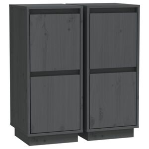 vidaXL Buffets 2 pcs Gris 31,5x34x75 cm Bois massif de pin