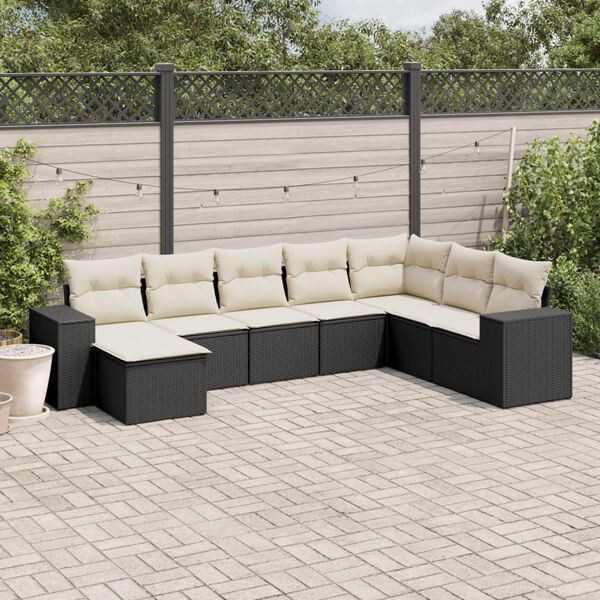 vidaXL Salon de jardin 8 pcs avec coussins noir r&eacute;sine tress&eacute;e