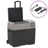 vidaXL Glaci&egrave;re avec roue et adaptateur noir et gris 50L polypropyl&egrave;ne