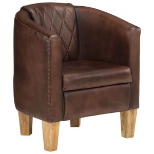 vidaXL Fauteuil Marron fonc&eacute; Cuir v&eacute;ritable
