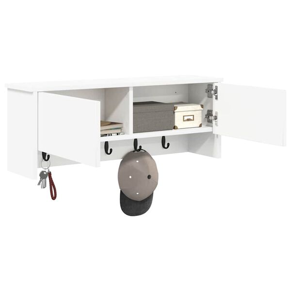 vidaXL Porte-manteau mural Blanc 80 x 20 x 30 cm Bois d'ing&eacute;nierie