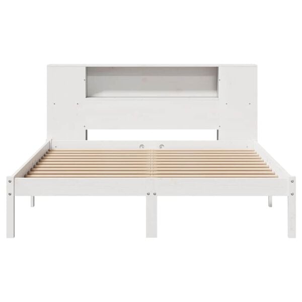 vidaXL Lit biblioth&egrave;que sans matelas blanc 120x190 cm bois pin massif