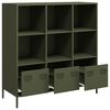 vidaXL Buffet haut vert olive 101,5x39x103,5 cm acier