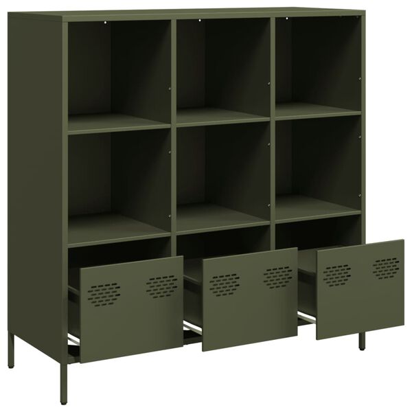 vidaXL Buffet haut vert olive 101,5x39x103,5 cm acier