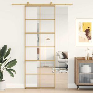 vidaXL Porte coulissante dor&eacute; 76x205 cm verre ESG clair et aluminium