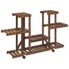 vidaXL Support à fleurs avec roues 110x25x78 cm bois massif de sapin