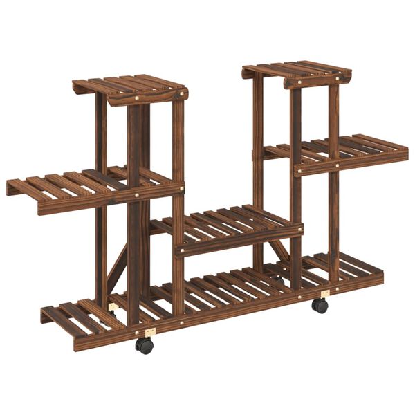vidaXL Support à fleurs avec roues 110x25x78 cm bois massif de sapin