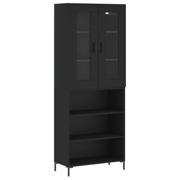 vidaXL Buffet haut Noir 69,5x34x180 cm Bois d'ing&eacute;nierie