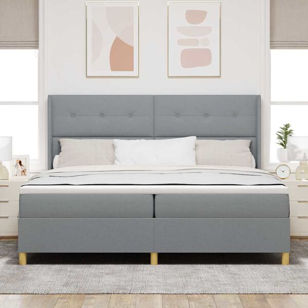 vidaXL Lit &agrave; ressorts avec matelas Gris clair 140 x 200 cm tissu
