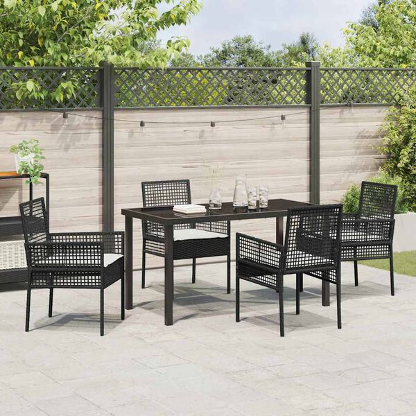 vidaXL Ensemble de salle &agrave; manger pour jardin 5 pcs Noir polyrotin