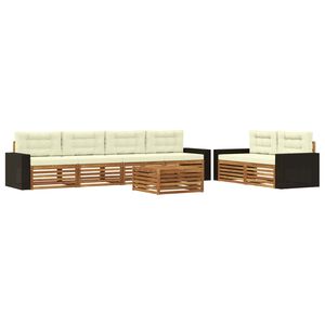 vidaXL Ensemble de canap&eacute;s d'ext&eacute;rieur 7 pc Naturel et Cr&egrave;me Polyester