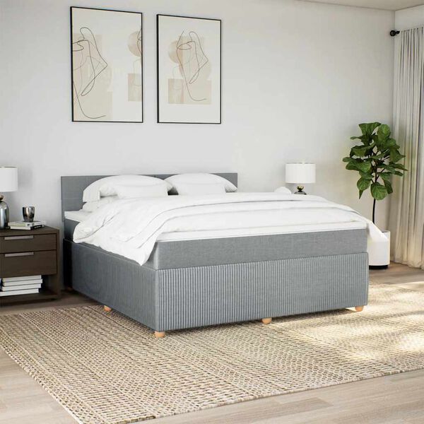 vidaXL Sommier à lattes de lit avec matelas Gris clair 180x200cm Tissu