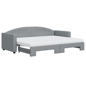 vidaXL Lit de jour avec gigogne et matelas gris clair 80x200 cm tissu