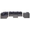 vidaXL Salon de jardin 7 pcs et coussins et oreillers R&eacute;sine tress&eacute;e