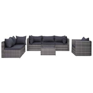 vidaXL Salon de jardin 7 pcs et coussins et oreillers R&eacute;sine tress&eacute;e