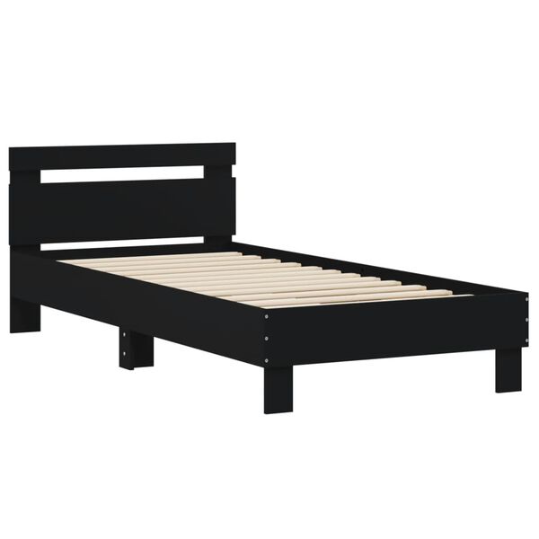 vidaXL Cadre de lit sans matelas avec tête de lit noir 90x200 cm