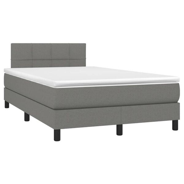 vidaXL Sommier &agrave; lattes de lit matelas LED gris fonc&eacute; 120x190 cm tissu