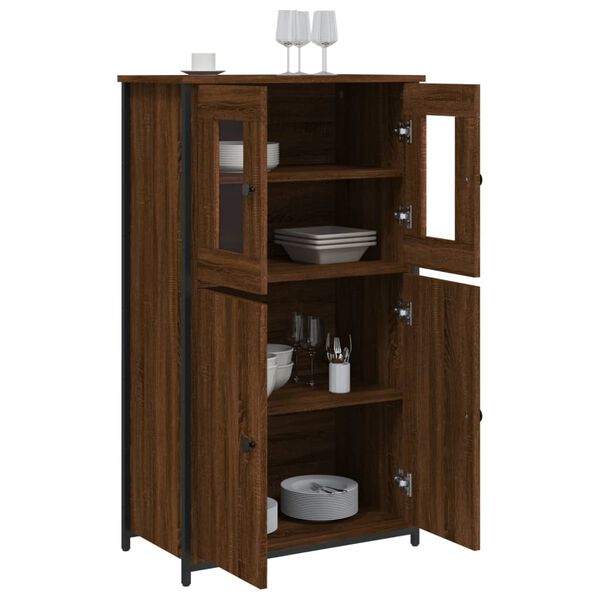 vidaXL Buffet haut ch&ecirc;ne marron 62x32x106,5 cm bois d'ing&eacute;nierie
