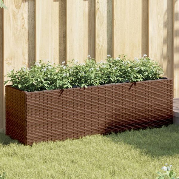 vidaXL Jardini&egrave;res avec 3 pots 2 pcs marron 105x30x32cm r&eacute;sine tress&eacute;e