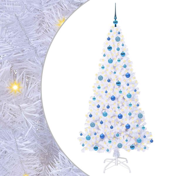 vidaXL Sapin de Noël artificiel avec 300 LED Blanc 180 cm PVC et Acier