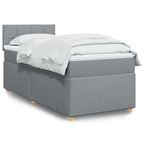 vidaXL Sommier &agrave; lattes de lit avec matelas Gris clair 100x200cm Tissu