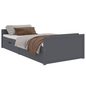 vidaXL Cadre de lit sans matelas gris fonc&eacute; bois pin massif 90x200cm