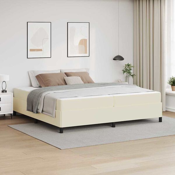 vidaXL Cadre de lit avec matelas Crème 200 x 200 cm tissu