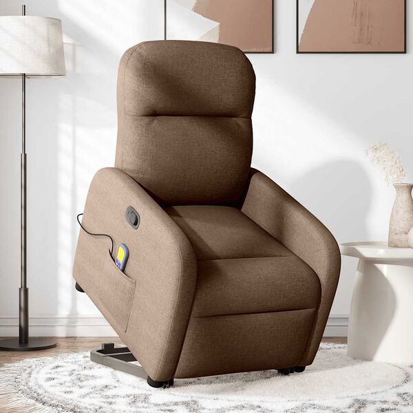 vidaXL Fauteuil de massage inclinable Marron Tissu