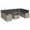 vidaXL Salon de jardin avec coussins 10 pcs gris clair r&eacute;sine tress&eacute;e
