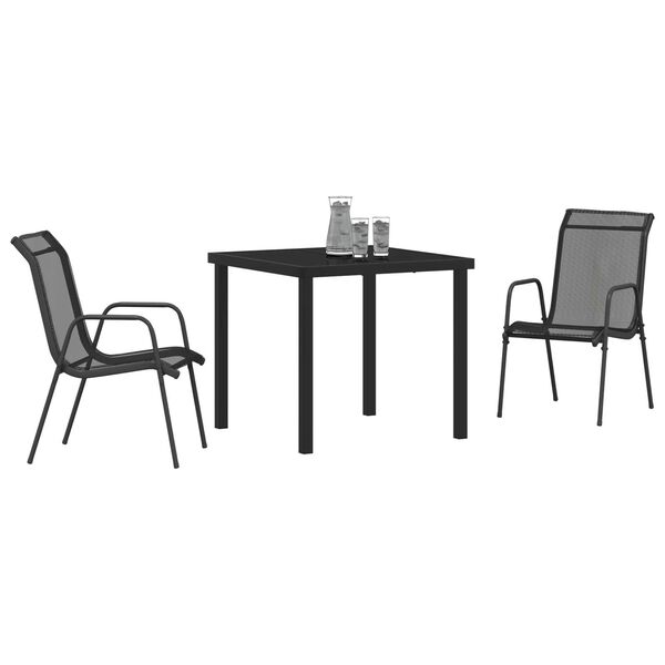 vidaXL Ensemble de salle &agrave; manger pour jardin 3 pcs Noir