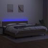 vidaXL Sommier &agrave; lattes de lit et matelas et LED Taupe 200x200cm Tissu