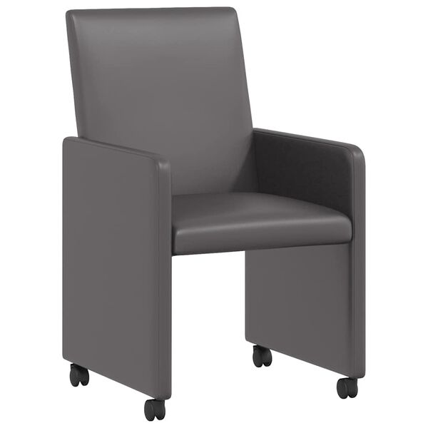 vidaXL Chaises de Salle à Manger avec Roues 2 pcs Gris 57 x 66 x 94 cm