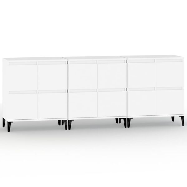 vidaXL Buffets 3 pcs blanc 60x35x70 cm bois d'ing&eacute;nierie
