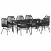 vidaXL Ensemble de salle &agrave; manger pour jardin 9 pc Noir polyrotin