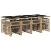 vidaXL Ensemble &agrave; manger de jardin et coussins 13 pcs beige