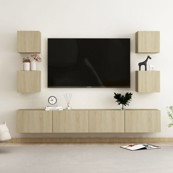 vidaXL Ensemble de meubles TV 6 pcs Ch&ecirc;ne sonoma Bois d'ing&eacute;nierie